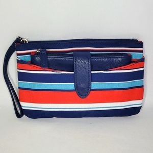 NAUTICAL RED, WHITE AND BLUE STRIPED TWO-PIECE CANVAS WRISTLET
